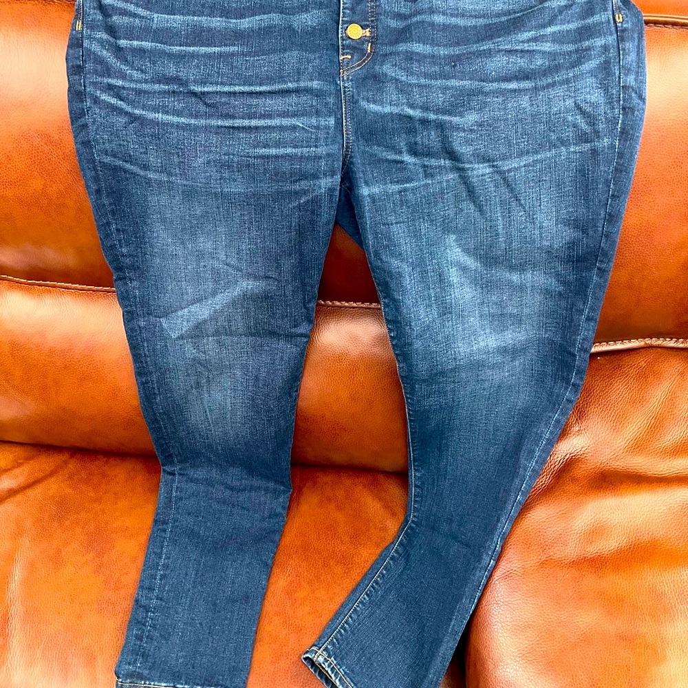 Madewell 9" inch High Rise Skinny Button Fly Denim Jeans Medium Wash Fading Cute